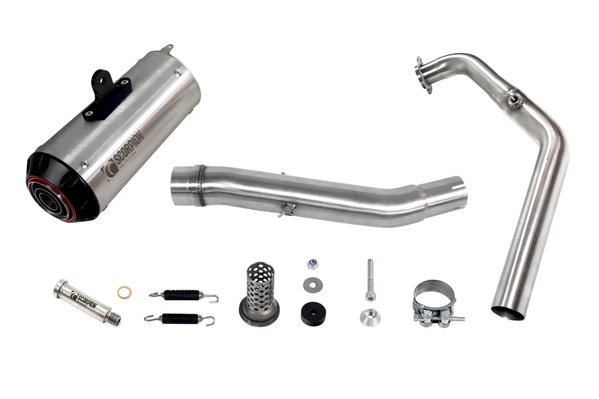 Yamaha MT-125 Euro 5+ (2024-2026) SCORPION Exhaust Red Power Full System – Brushed Stainless Steel