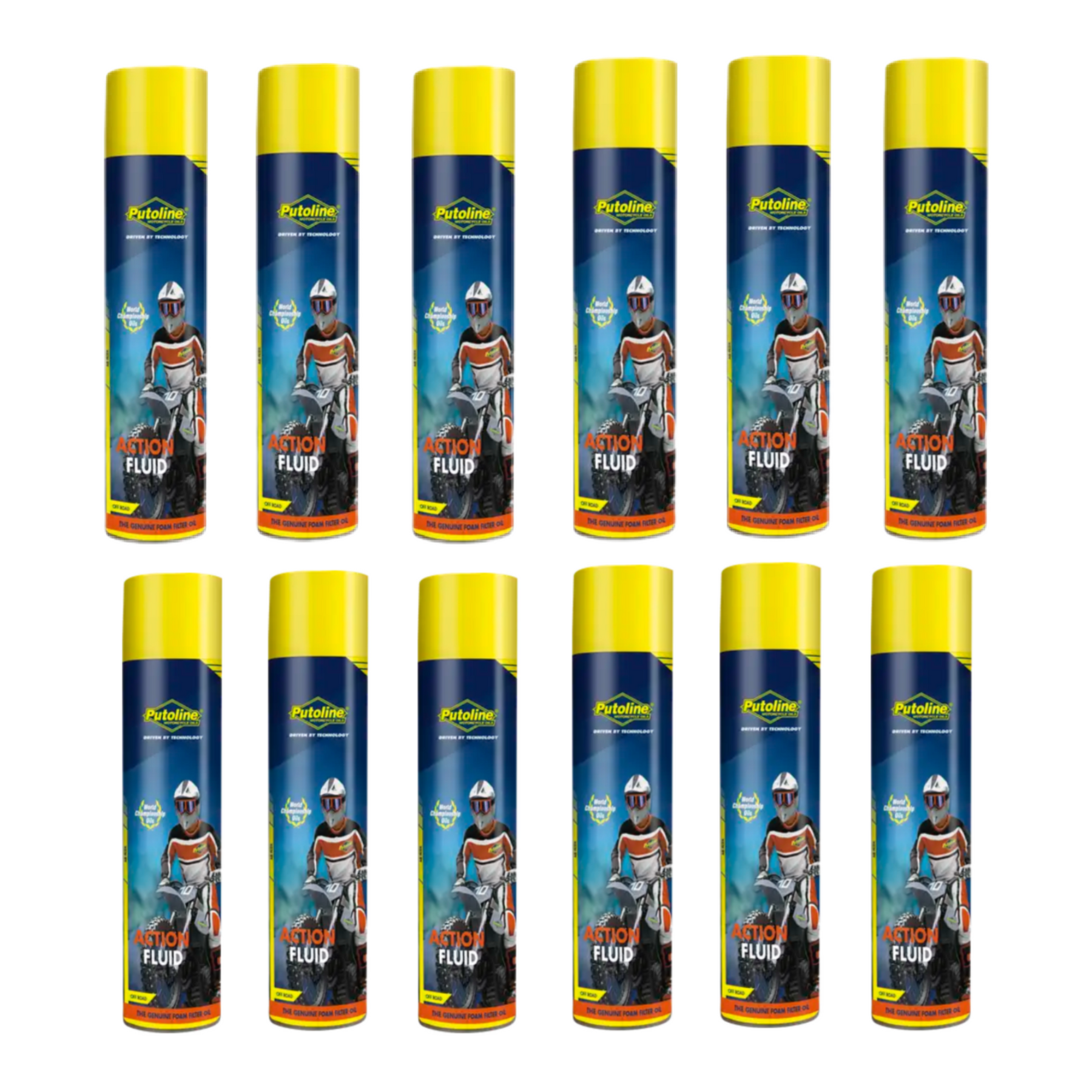 Putoline Action Fluid Motocross MX Enduro Foam Air Filter Oil Spray 600ml - 12 Pack