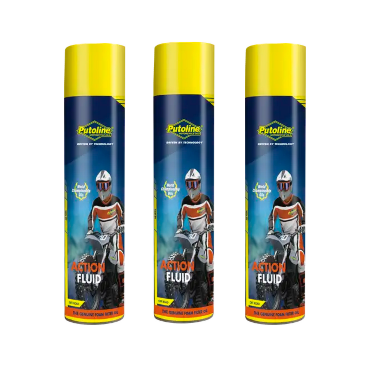 Putoline Action Fluid Motocross MX Enduro Foam Air Filter Oil Spray 600ml 3 Pack