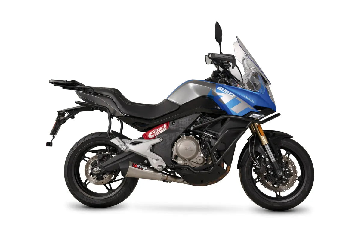 CFMOTO 650 MT (2022-2026) SCORPION Exhaust Serket Taper Slip-on – Brushed Stainless Steel