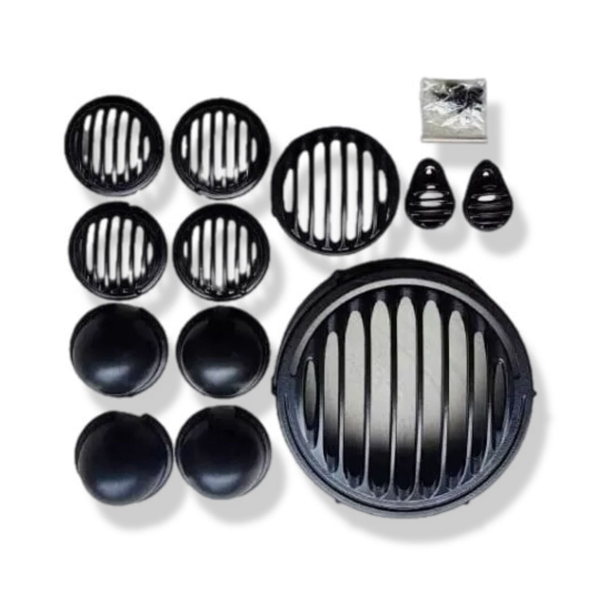 Royal Enfield Classic Reborn 350cc Complete Grill Set (Headlight, Taillight) - Black Alloy