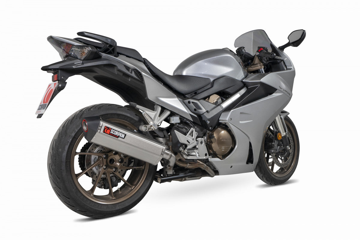 Honda VFR 800F (2014–2020) Scorpion Exhaust Serket Parallel Slip-on - Brushed Stainless