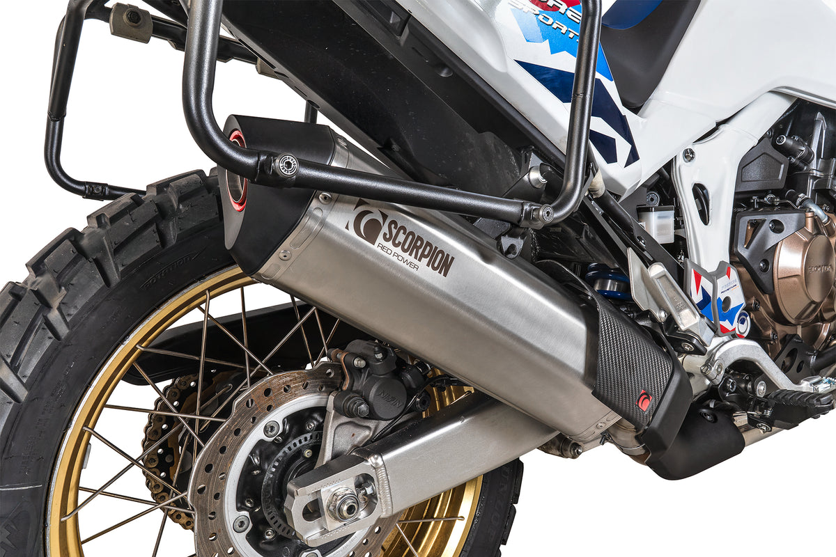 Honda CRF 1100L Africa Twin Euro 5 (2024–2025) Scorpion Exhaust Serket Parallel Slip-on - Brushed Stainless