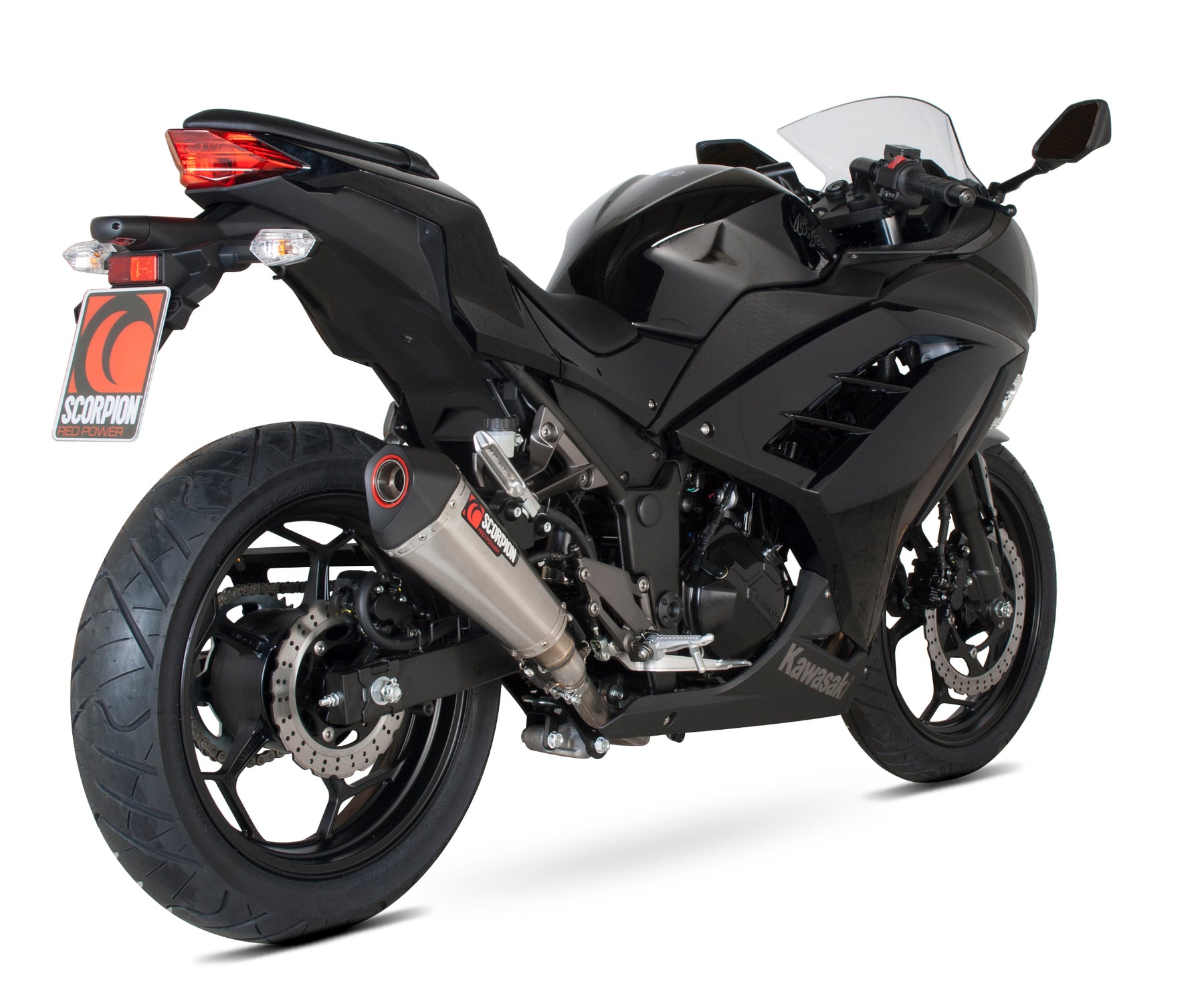 Kawasaki Ninja 300 (2012–2017) Scorpion Exhaust Serket Taper Slip-on - Brushed Stainless