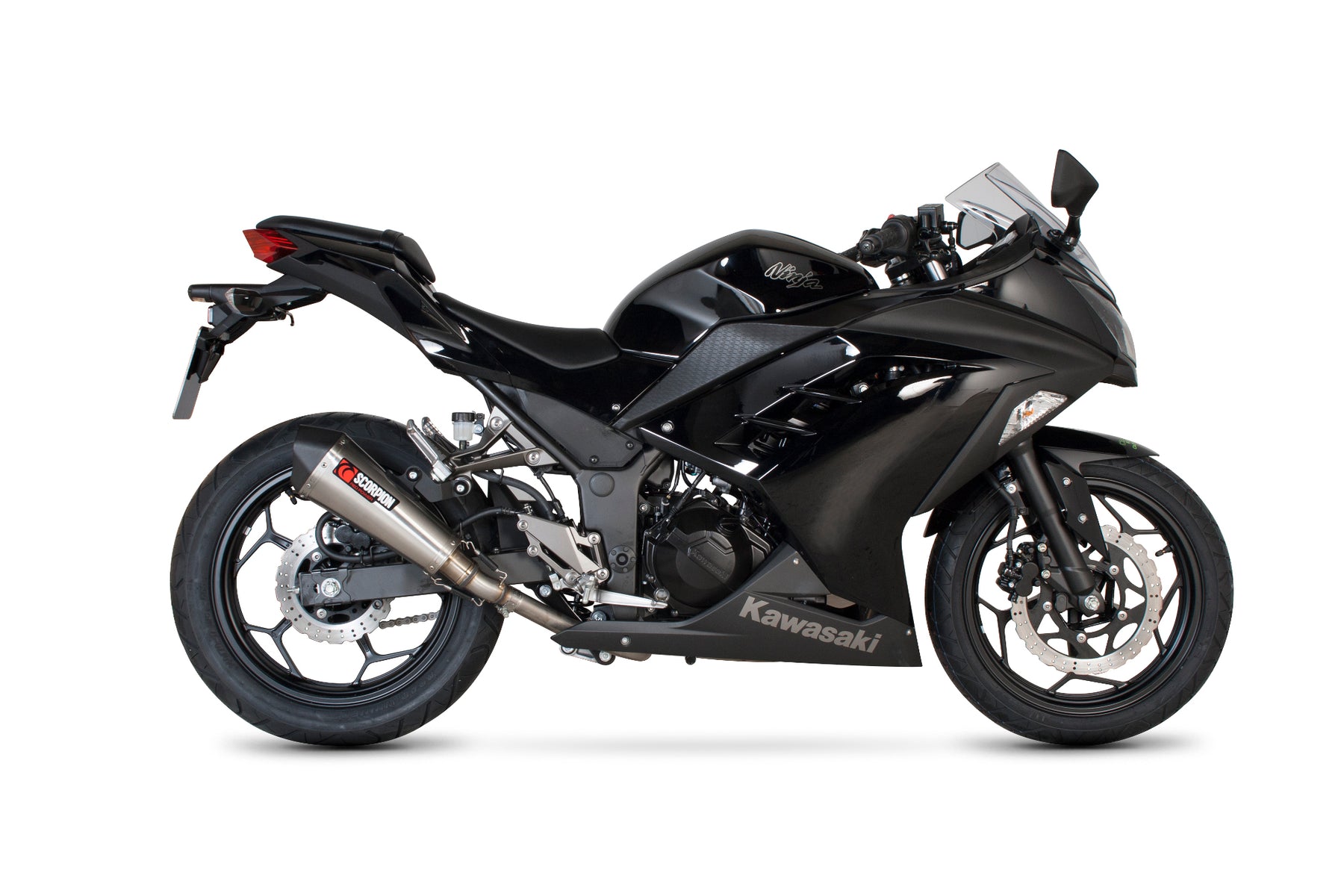 Kawasaki Ninja 300 (2012–2017) Scorpion Exhaust Serket Taper Slip-on - Brushed Stainless