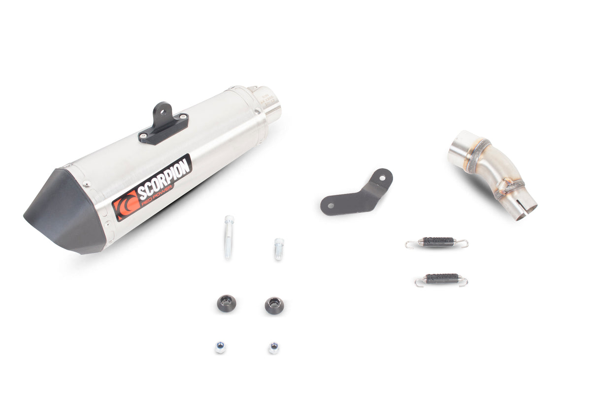 Kawasaki Ninja 300 (2012–2017) Scorpion Exhaust Serket Taper Slip-on - Brushed Stainless