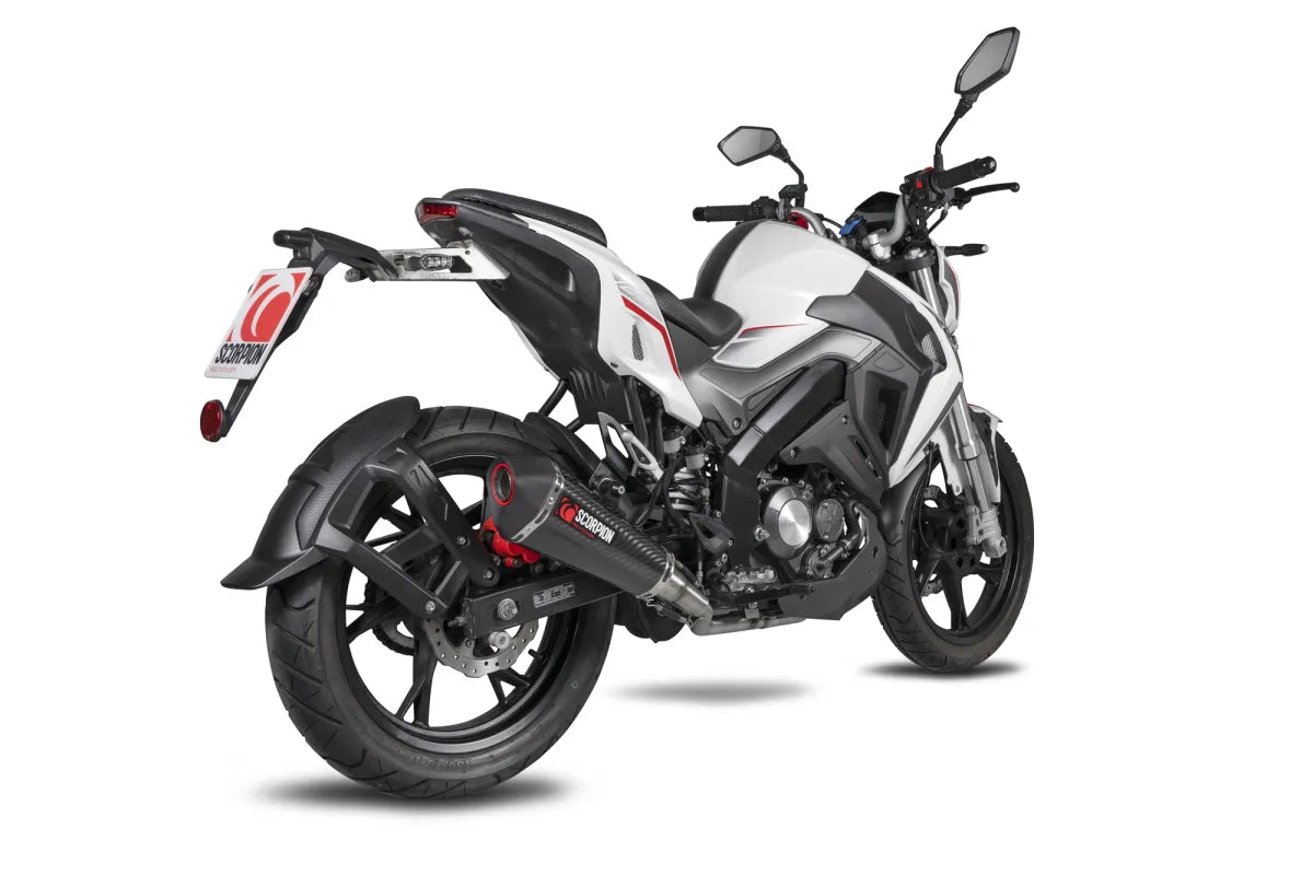 Keeway RKF 125 Euro 4 model (2019-2021) SCORPION Exhaust Serket Taper Full System – Carbon Fibre