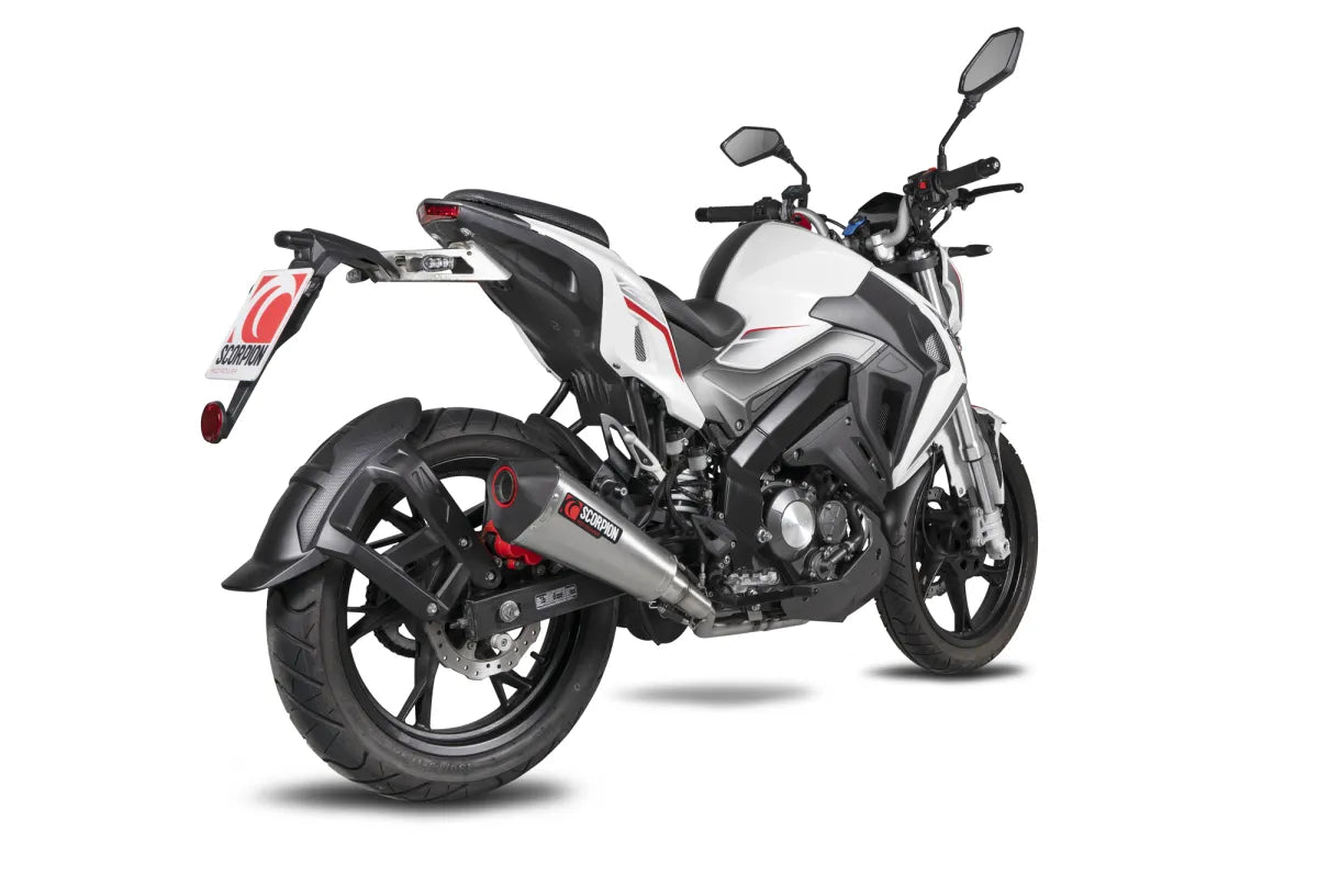Keeway RKF 125 Euro 4 model (2019-2021) SCORPION Exhaust Serket Taper Full System – Brushed Stainless Steel