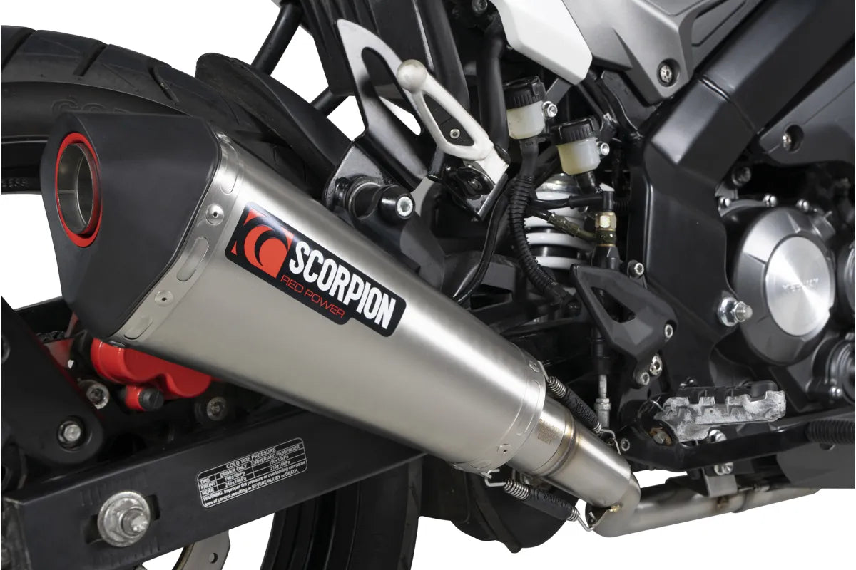 Keeway RKF 125 Euro 4 model (2019-2021) SCORPION Exhaust Serket Taper Full System – Brushed Stainless Steel