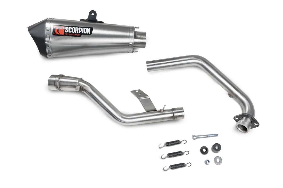 Keeway RKF 125 Euro 4 model (2019-2021) SCORPION Exhaust Serket Taper Full System – Brushed Stainless Steel