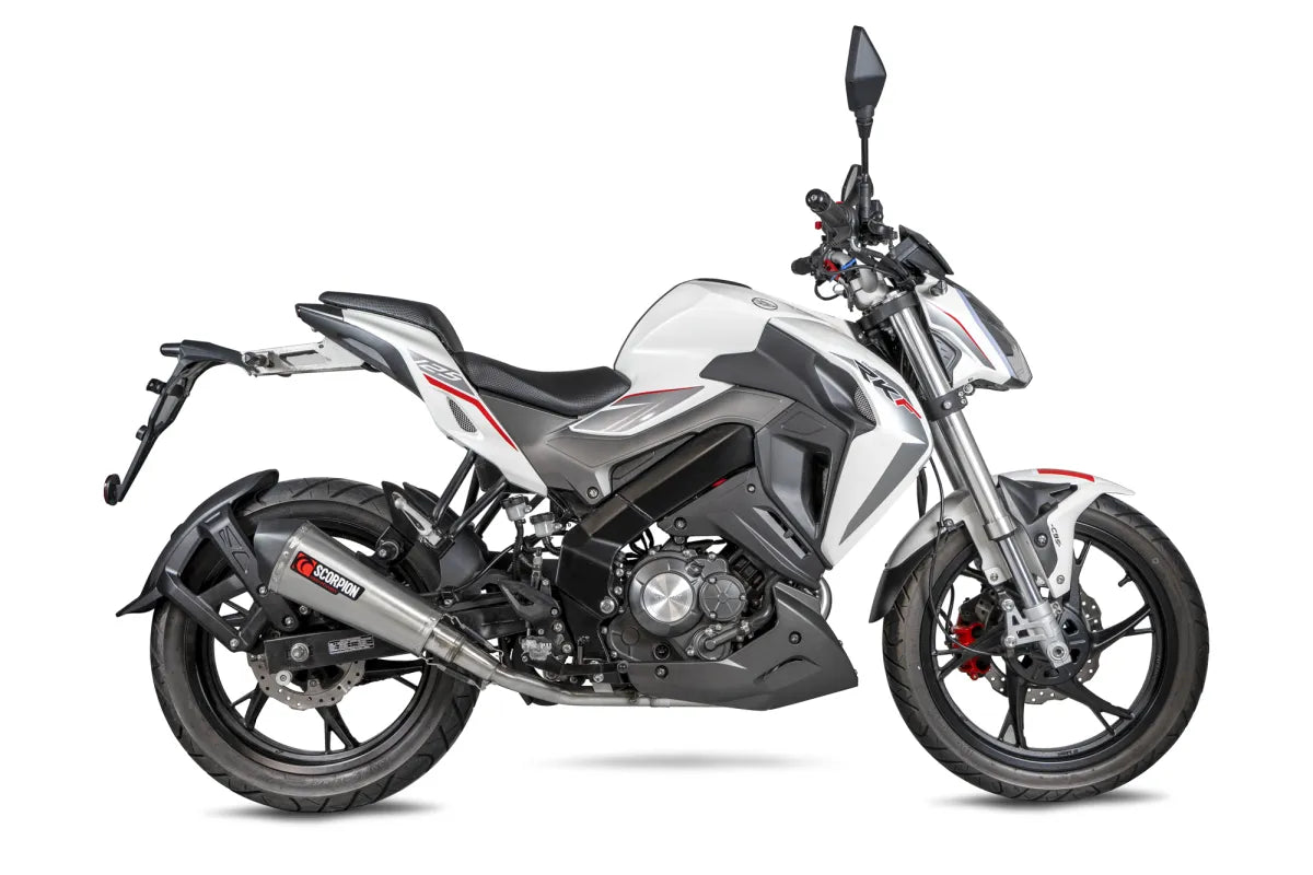 Keeway RKF 125 Euro 4 model (2019-2021) SCORPION Exhaust Serket Taper Full System – Brushed Stainless Steel