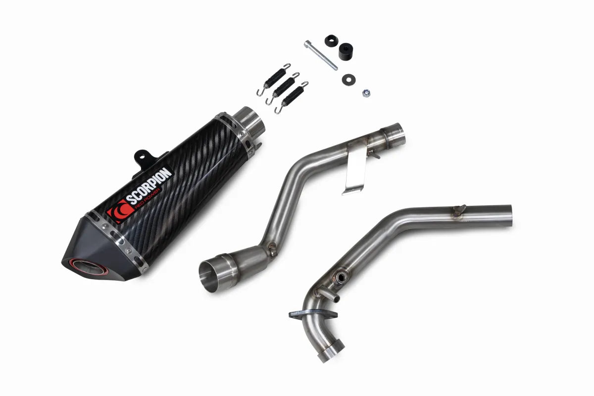 Keeway RKF 125 Euro 5 model (2021-2026) SCORPION Exhaust Serket Taper Full System – Carbon Fibre