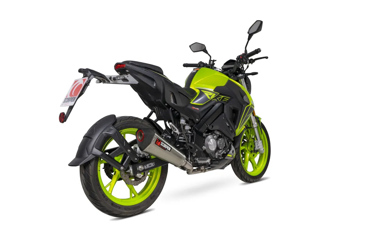 Keeway RKF 125 Euro 5 model (2021-2026) SCORPION Exhaust Serket Taper Full System – Brushed Stainless Steel