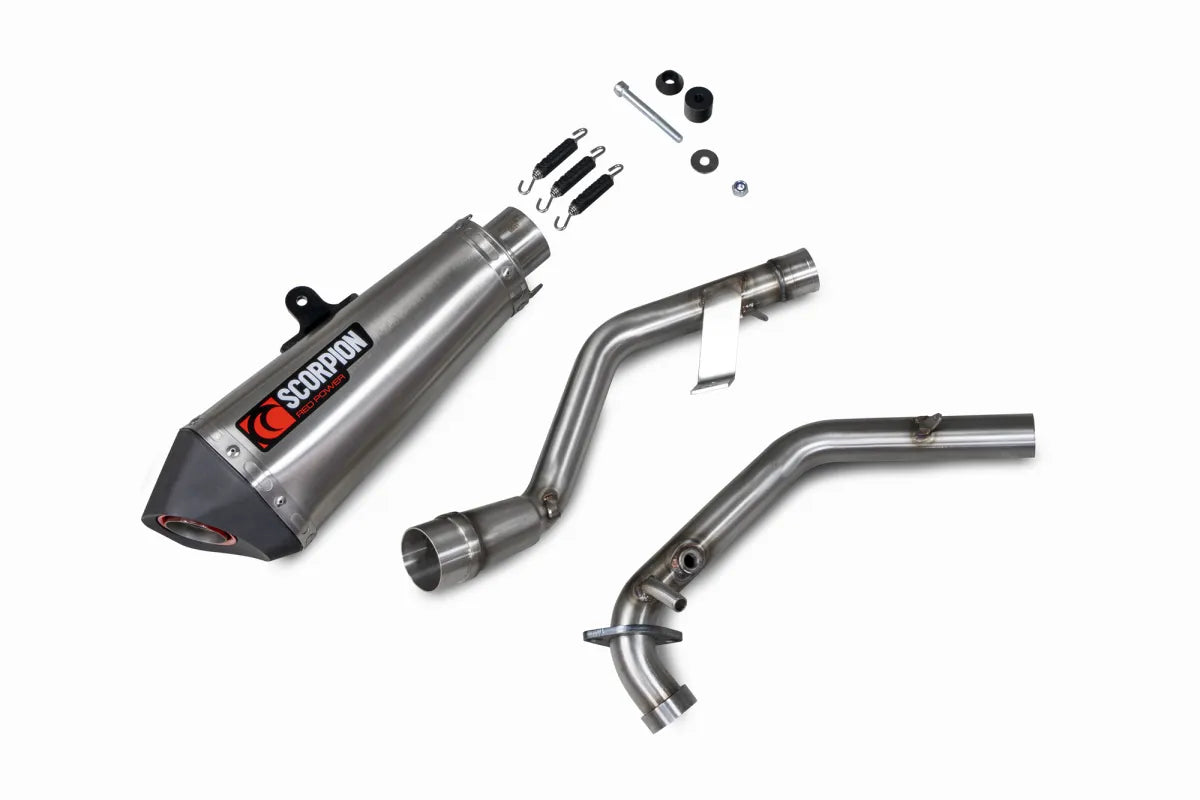 Keeway RKF 125 Euro 5 model (2021-2026) SCORPION Exhaust Serket Taper Full System – Brushed Stainless Steel