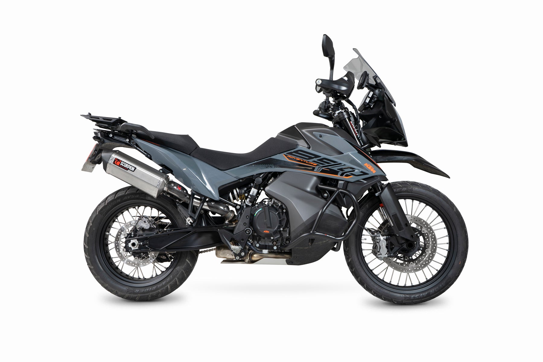 KTM Adventure 890 inc R (2021–2025) Scorpion Exhaust Serket Parallel Slip-on - Brushed Stainless