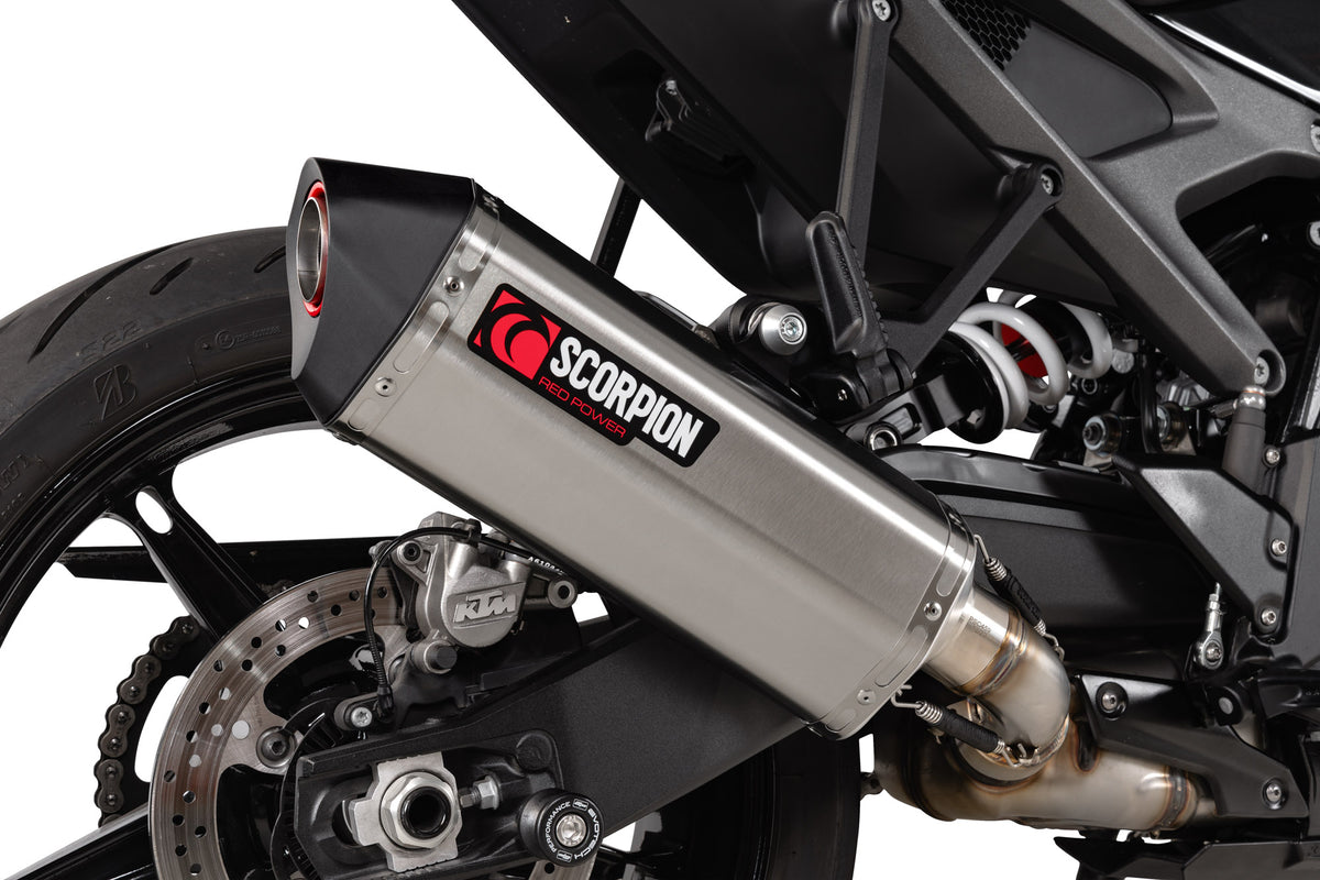 KTM Duke 990 (2024–2025) Scorpion Exhaust Serket Parallel Slip-on - Brushed Stainless