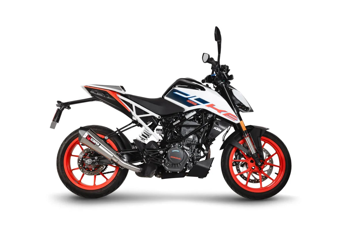 KTM 125 Duke, Euro 5 (2021-2023) SCORPION Exhaust Serket Taper Slip-on – Brushed Stainless Steel