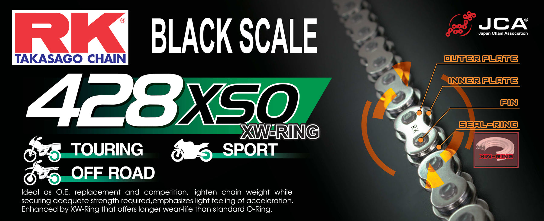 RK BL428XSO-130/132 Black Scale XW-Ring Chain
