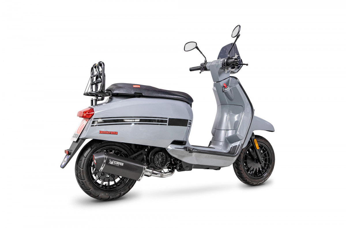 Lambretta V125 Special (2021-2025) SCORPION Performance Exhaust Serket Parallel Slip On – Black Ceramic