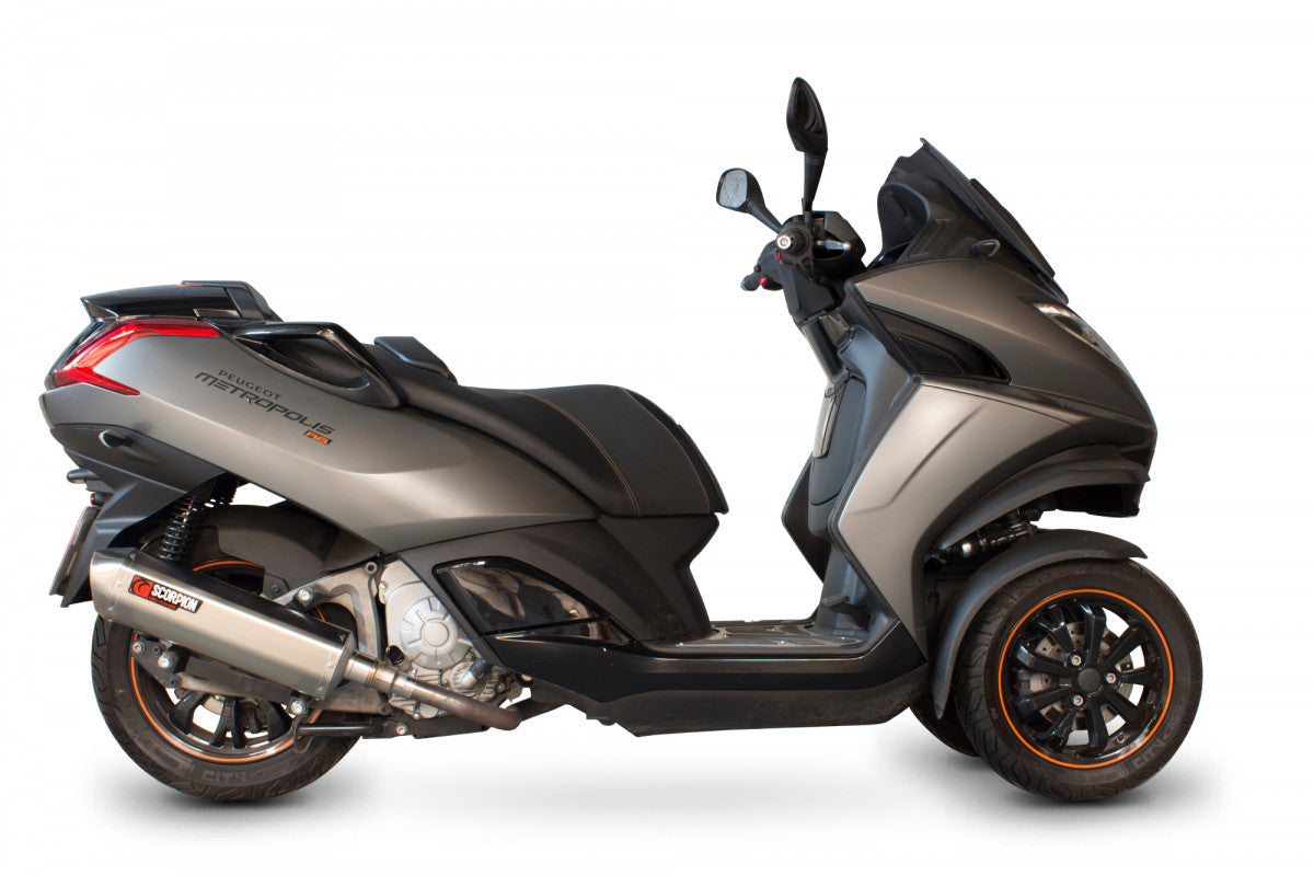 Peugeot Metropolis 400 (2013-2017) SCORPION Exhaust Serket Slip-on - Brushed Stainless Steel