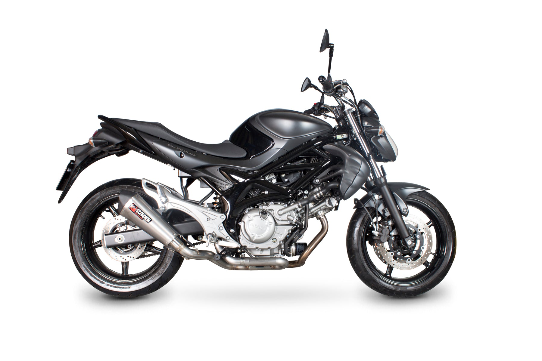 Suzuki Gladius 650 (2009–2016) Scorpion Exhaust Serket Taper Full System - Brushed Stainless