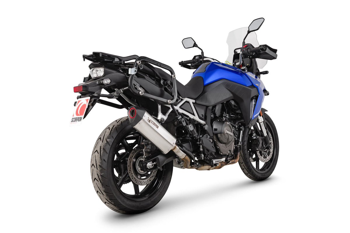 Suzuki V-Strom 800 inc DE/RE (2023–2025) Scorpion Exhaust Serket Parallel Slip-on - Brushed Stainless