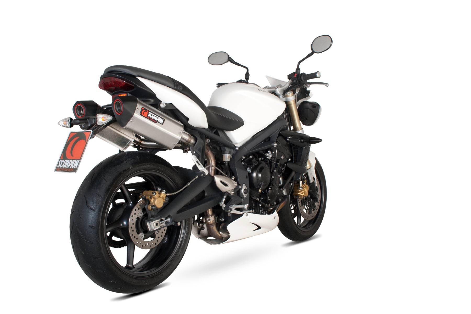 Triumph Street Triple 675 (2007–2012) Scorpion Exhaust Serket Parallel Slip-on Pair - Brushed Stainless