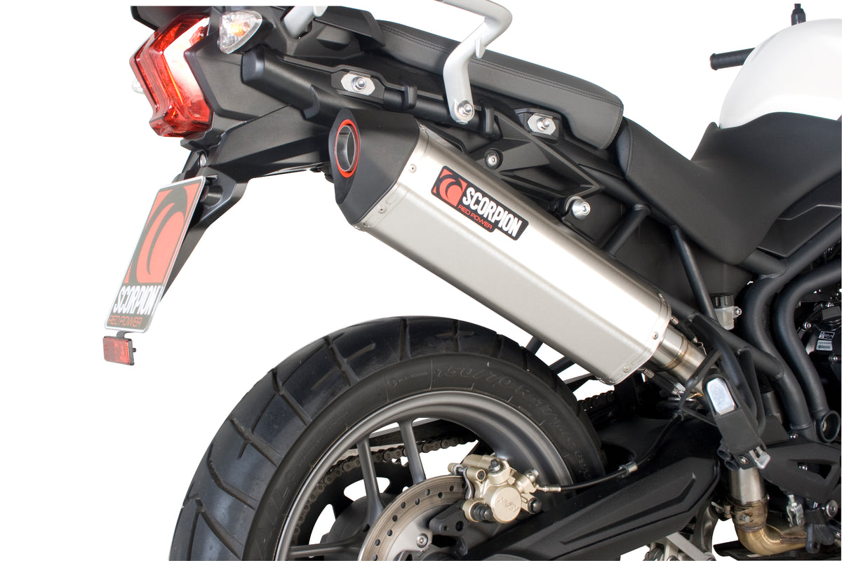 Triumph Tiger 800 (2011–2016) Scorpion Exhaust Serket Parallel Slip-on - Brushed Stainless
