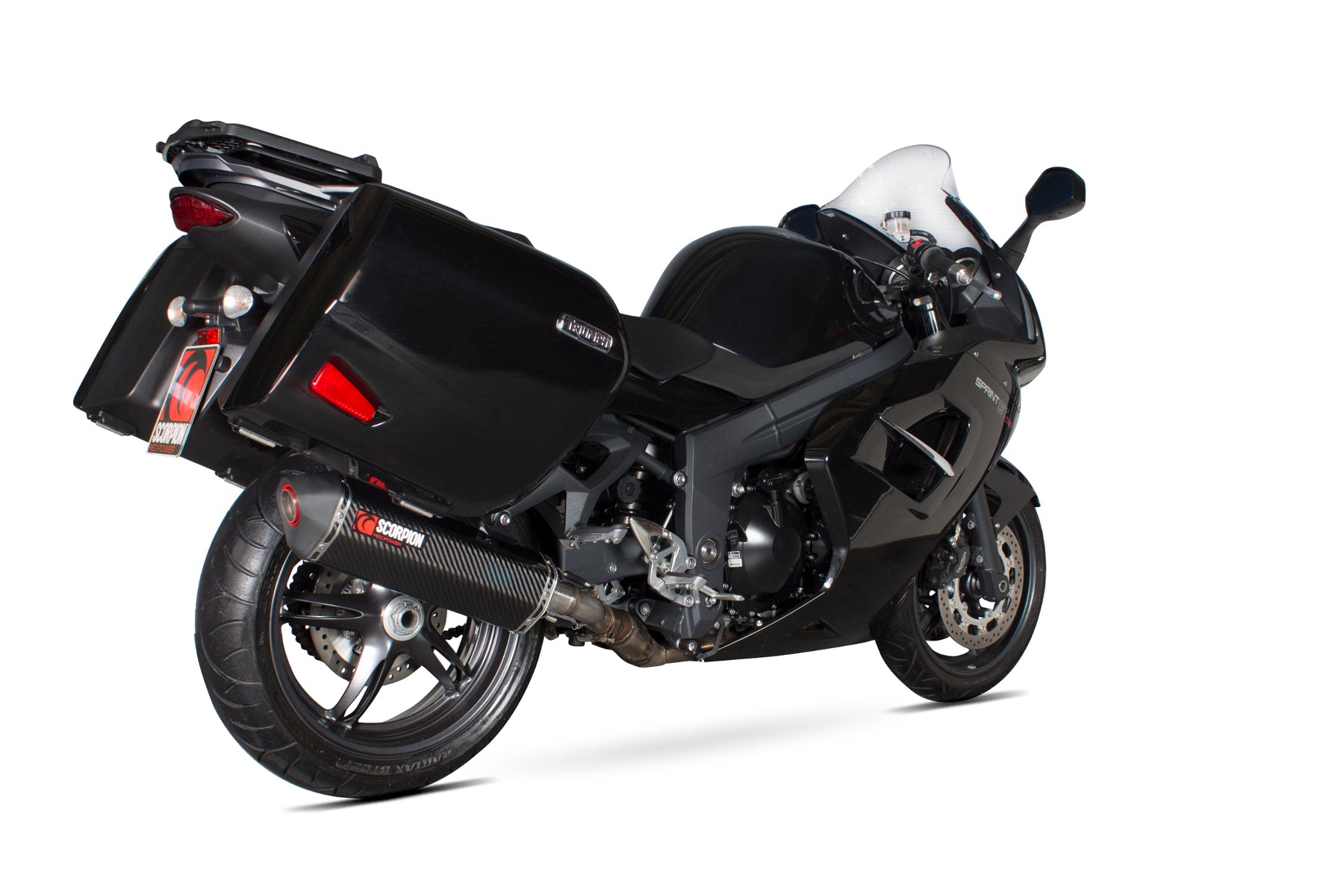 Triumph Sprint GT (2011–2016) Scorpion Exhaust Serket Parallel Slip-on - Carbon Fibre