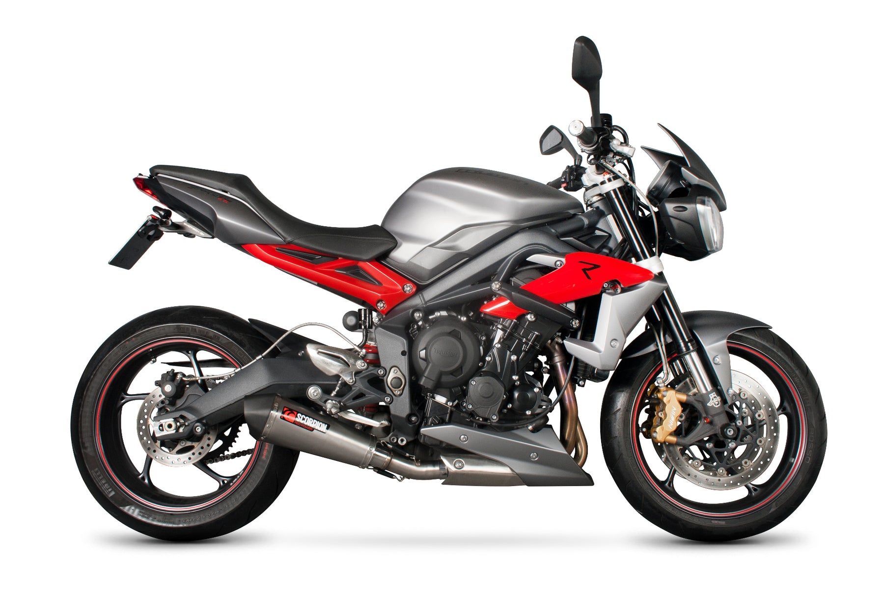 Triumph Street Triple 675 R/RX (2013–2016) Scorpion Exhaust Serket Taper Slip-on - Brushed Stainless