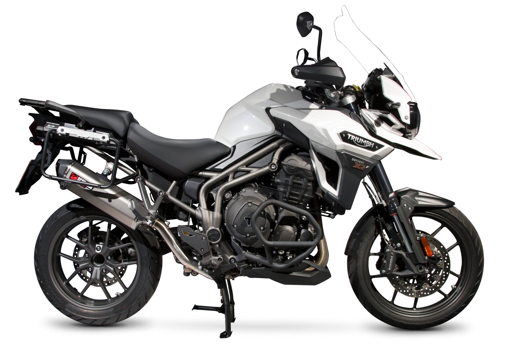 Triumph Tiger 1200 Explorer (2016–2021) Scorpion Exhaust Serket Parallel Slip-on - Brushed Stainless