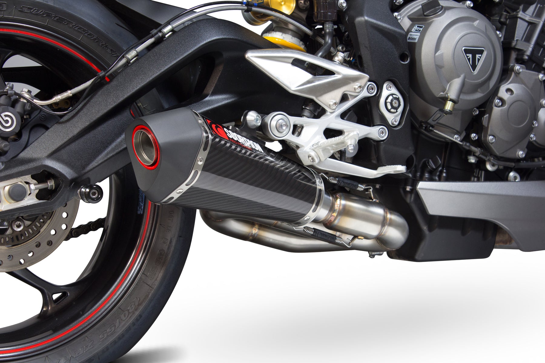 Triumph Street Triple 765 S/R/RS (2017–2019) Scorpion Exhaust Serket Taper Slip-on - Carbon Fibre