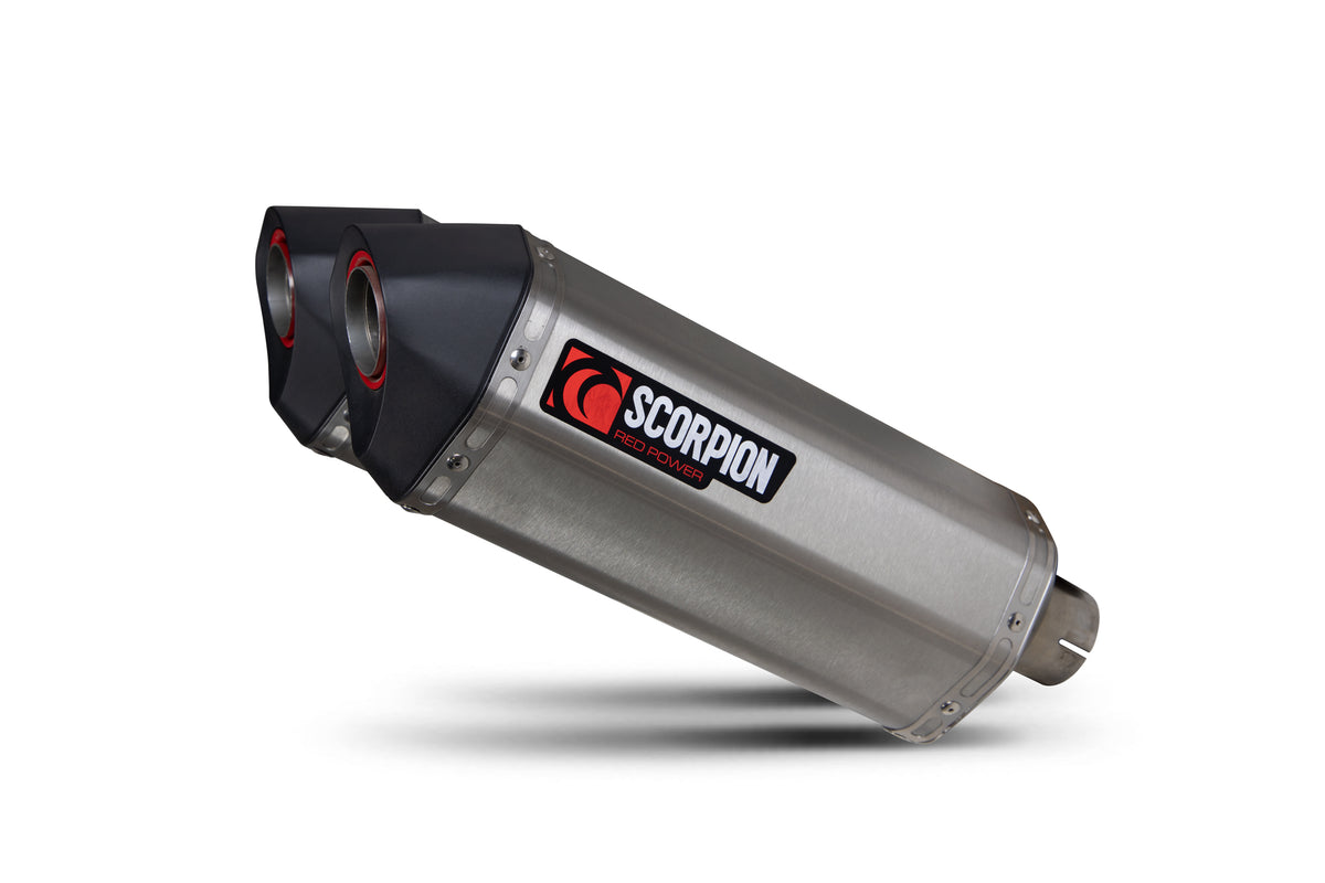 Triumph Speed Triple 1050 S/RS (2018–2020) Scorpion Exhaust Serket Parallel Slip-on Pair - Brushed Stainless