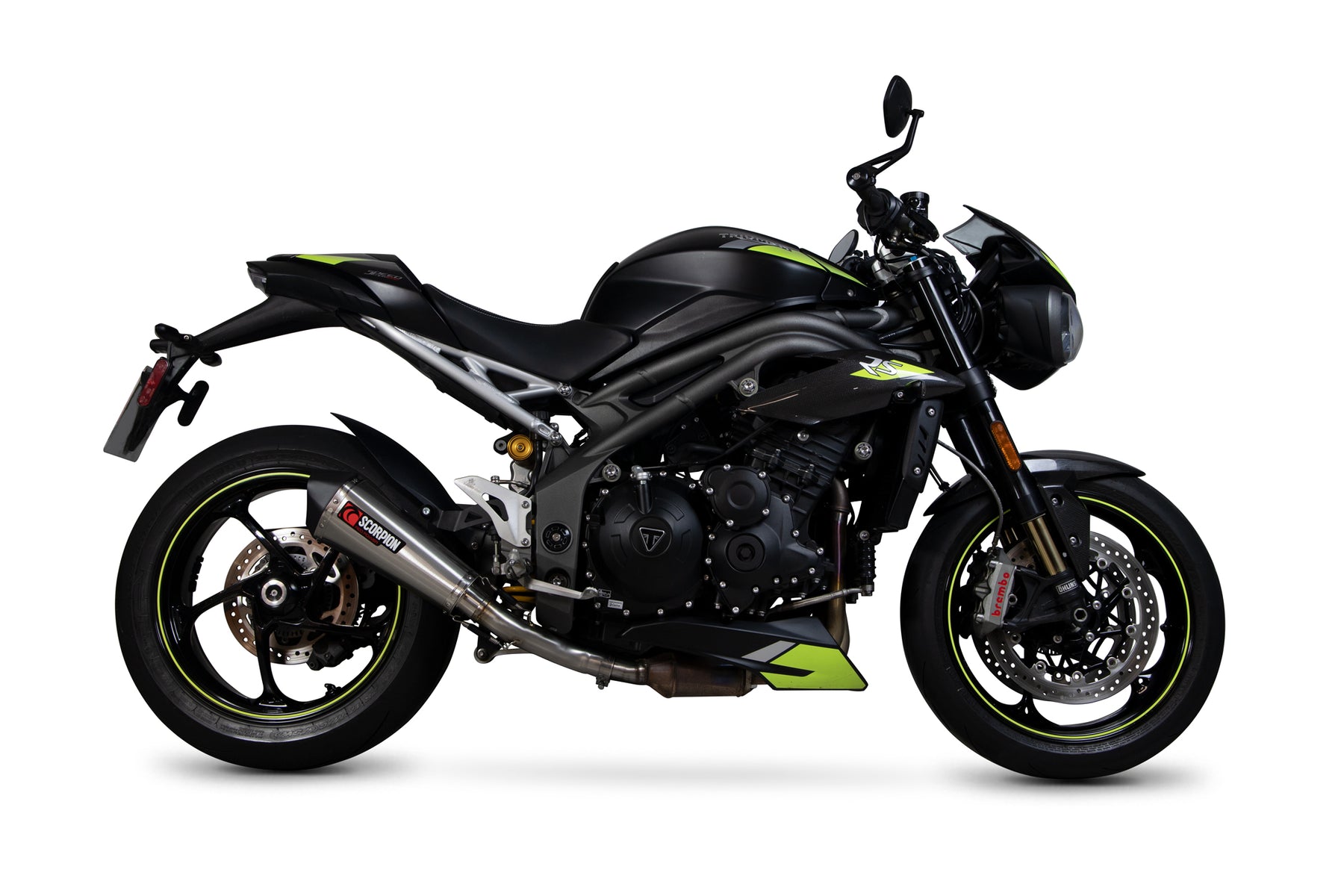Triumph Speed Triple 1050 S/RS (2018–2020) Scorpion Exhaust Serket Taper Slip-on - Brushed Stainless