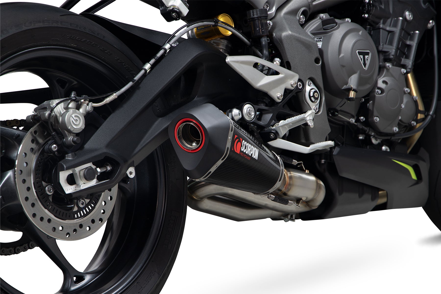 Triumph Street Triple 765 R/RS (2020–2022) Scorpion Exhaust Serket Taper Slip-on - Carbon Fibre