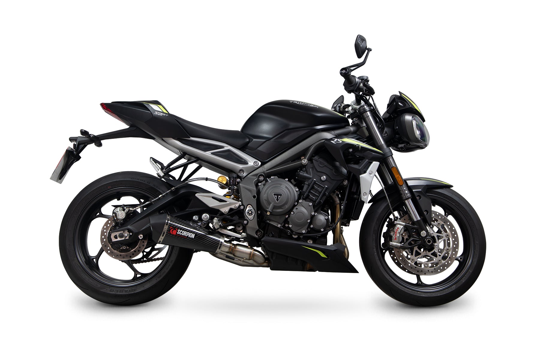 Triumph Street Triple 765 R/RS (2020–2022) Scorpion Exhaust Serket Taper Slip-on - Carbon Fibre