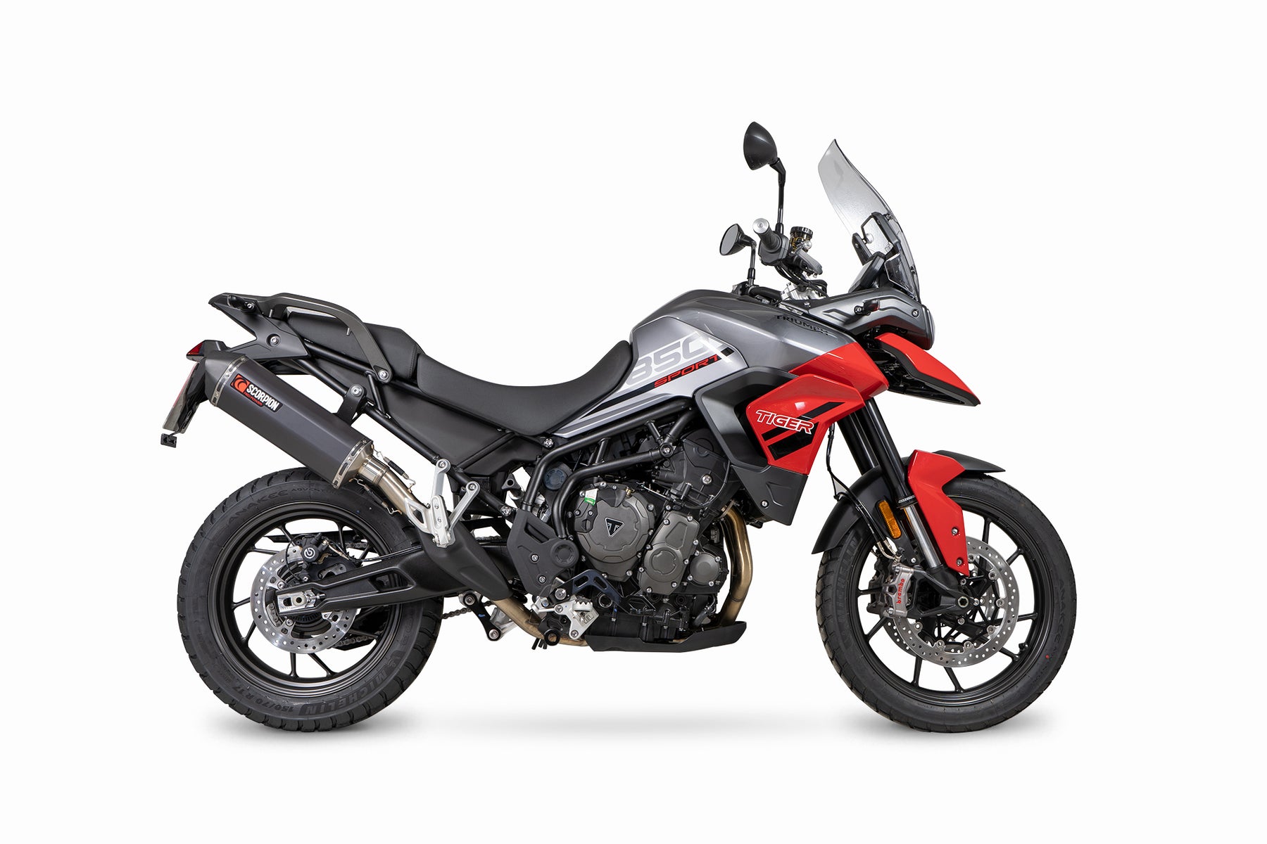Triumph Tiger 850 (2021–2024) Scorpion Exhaust Serket Parallel Slip-on - Black Ceramic