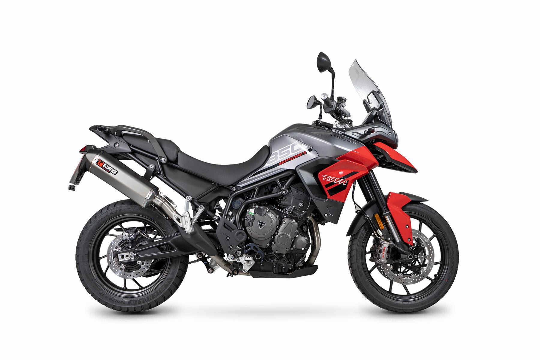 Triumph Tiger 850 (2021–2024) Scorpion Exhaust Serket Parallel Slip-on - Titanium