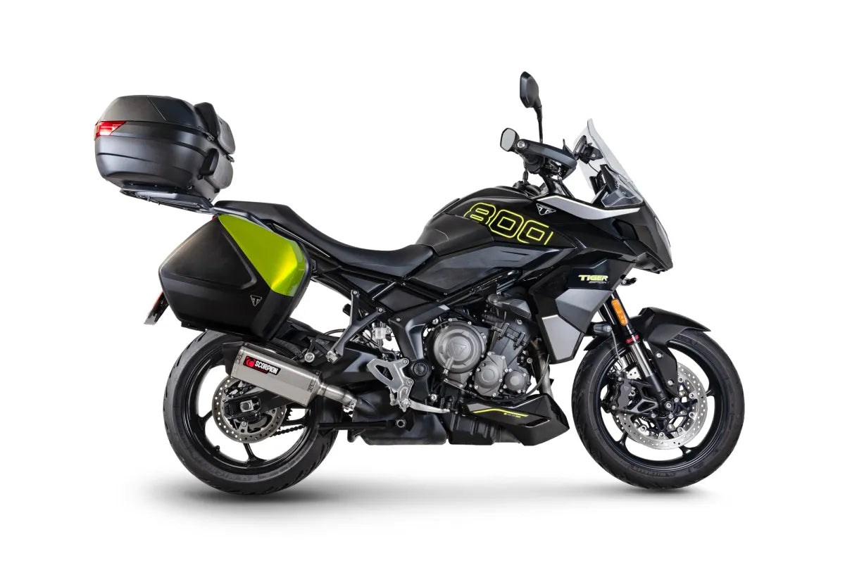 Triumph Tiger Sport 800 With Panniers (2025-2026) SCORPION Exhaust Serket Parallel Slip-on – Brushed Stainless Steel