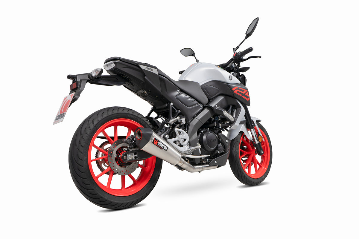 Yamaha MT-125 Euro 4 (2019–2020) Scorpion Exhaust Serket Taper Full System - Brushed Stainless