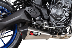 Yamaha MT-07 Euro 5 (2024–2025) Scorpion Exhaust Serket Taper Full System - Brushed Stainless