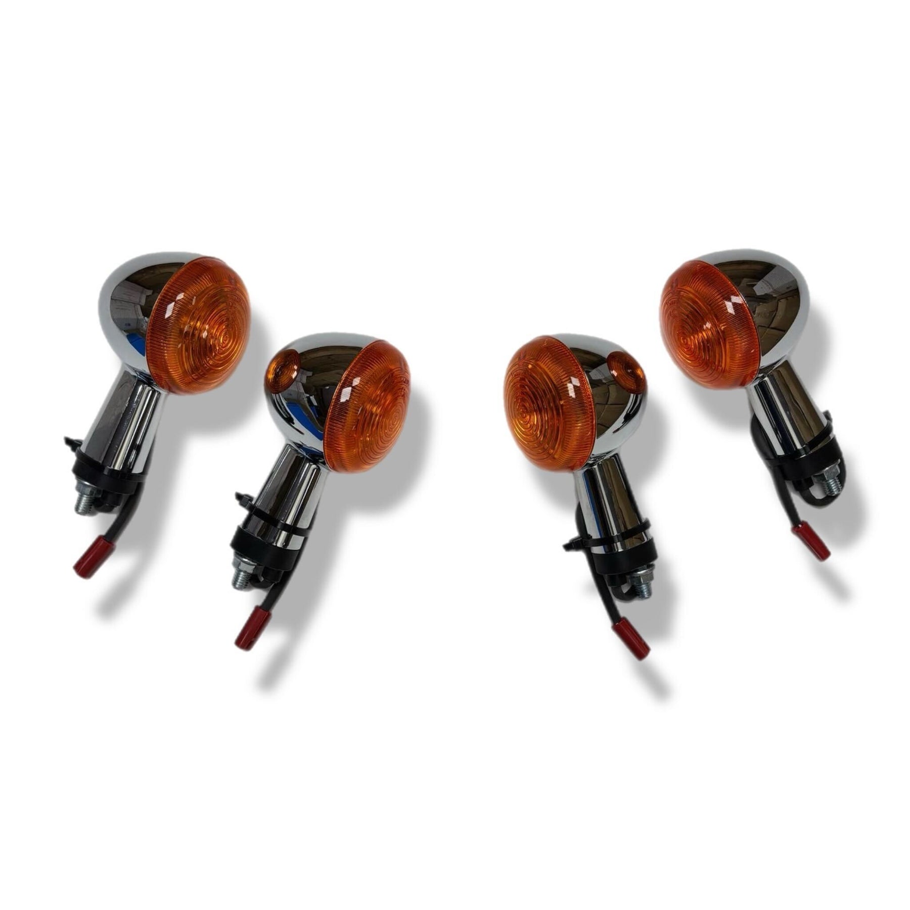 Royal Enfield Classic Bullet 350cc 500cc Front & Rear Left & Right Indicator Set - Chrome & Amber Lens