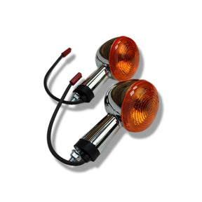 Royal Enfield Classic Bullet 350cc 500cc Front Left & Right Indicator Set - Chrome & Amber Lens