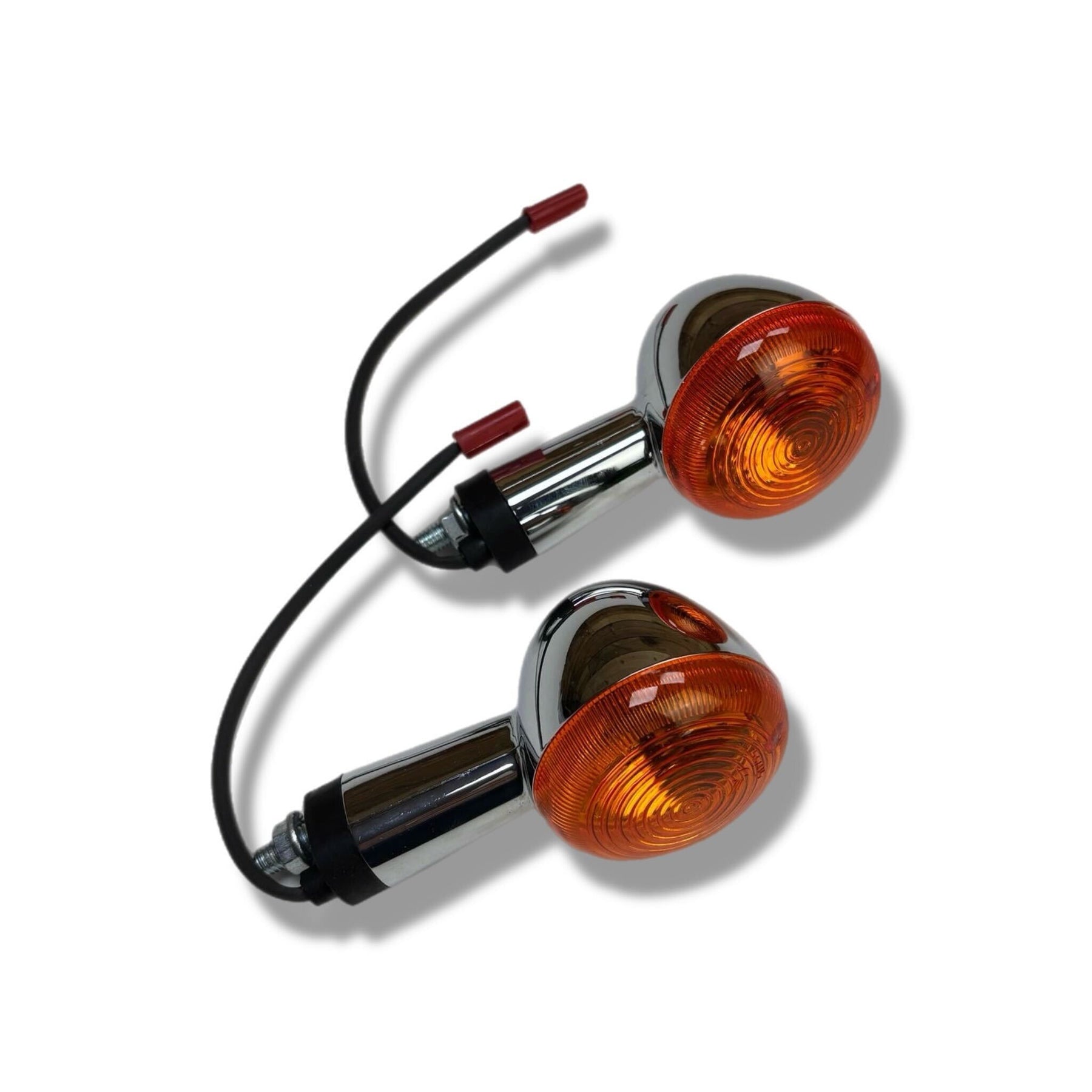 Royal Enfield Classic Bullet 350cc 500cc Front Left & Right Indicator Set - Chrome & Amber Lens