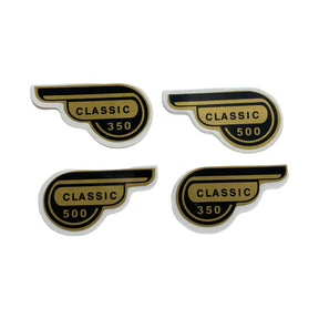 Royal Enfield Classic 350 500 Fuel Tank & Tool Box Protector Badge & Sticker Set - Black & Gold