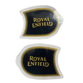 Royal Enfield Classic 350 500 Fuel Tank & Tool Box Protector Badge & Sticker Set - Black & Gold