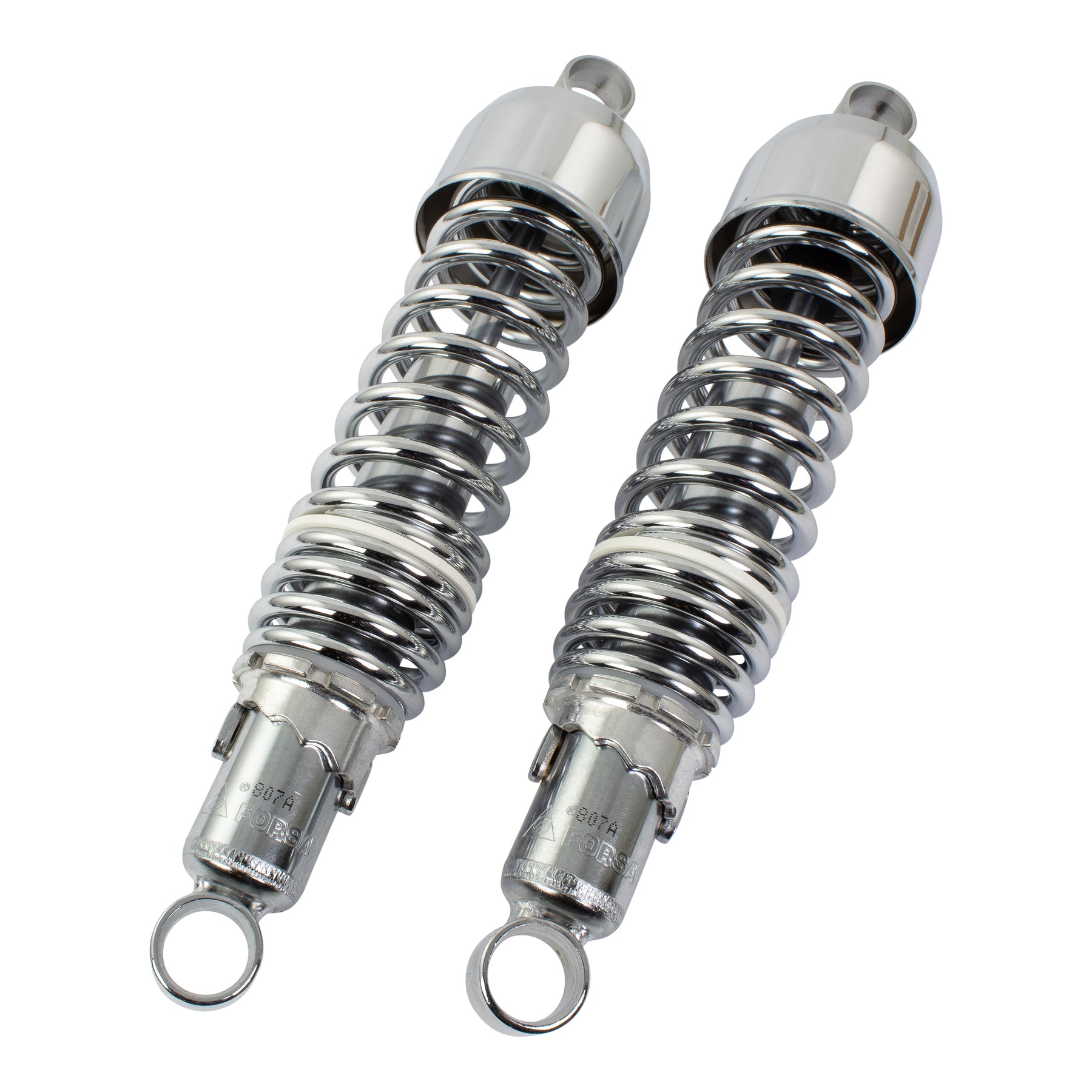 Bike It 325mm Eye-to-Eye Chrome Twin Shock Absorbers Universal Pair