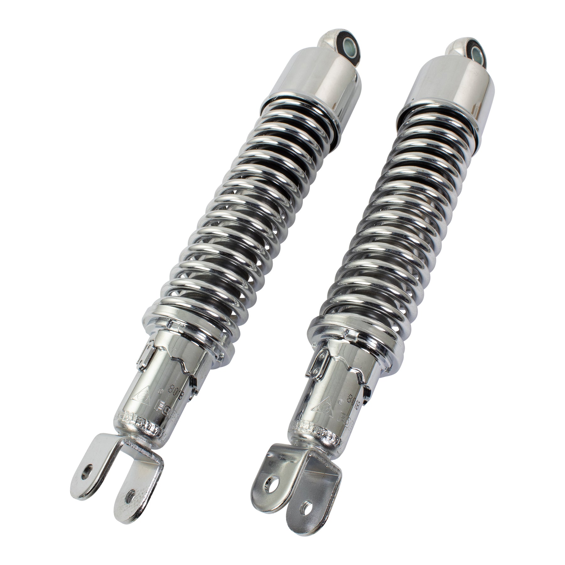 Bike It 320mm Eye-to-Fork Chrome Twin Shock Absorbers Universal Fit