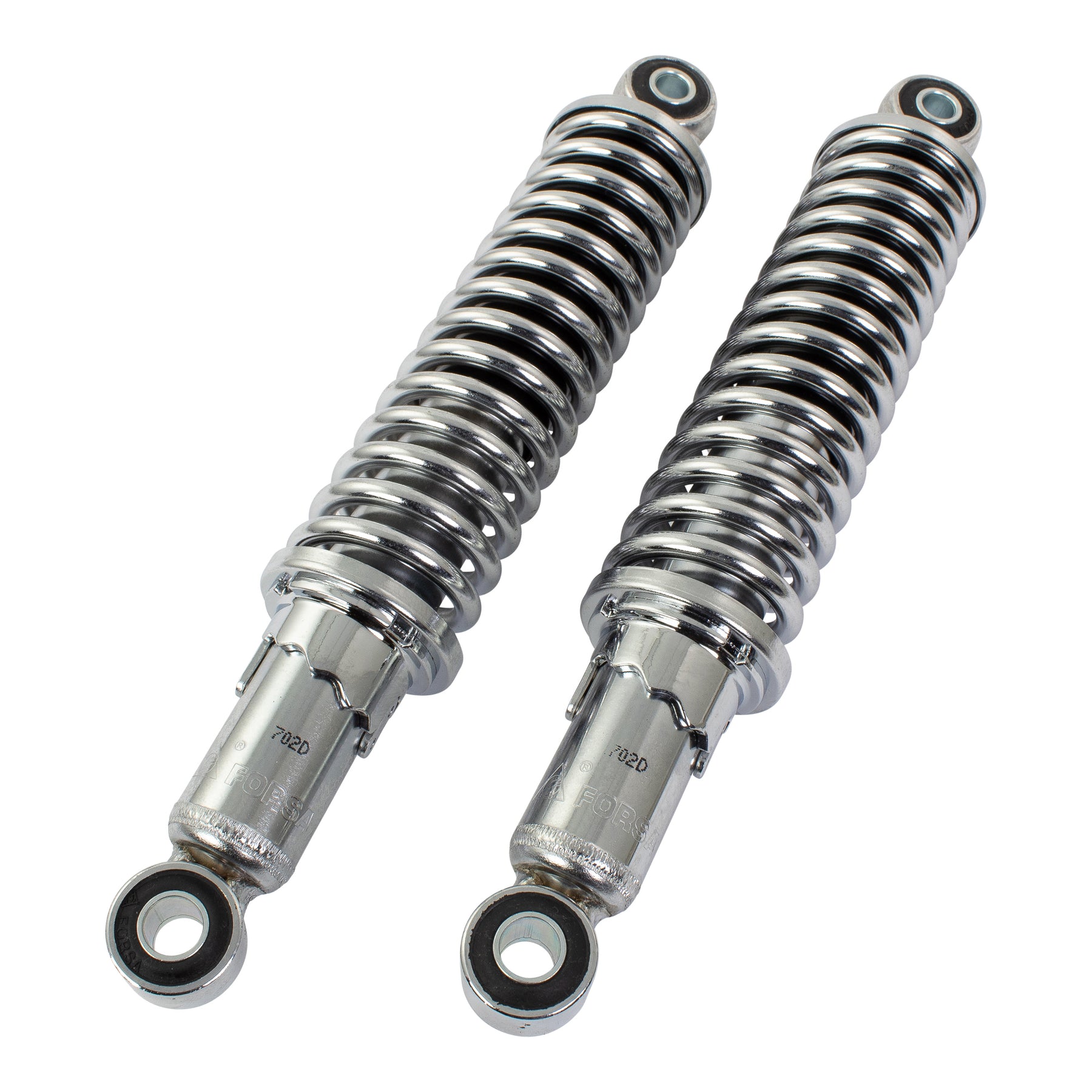 Bike It 280mm Eye-to-Eye Chrome Twin Shock Absorbers Universal Pair