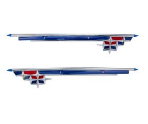 Lambretta Series 3 Li LiS SX 'SUPER' Side Panel Embellishers - Blue & Chrome